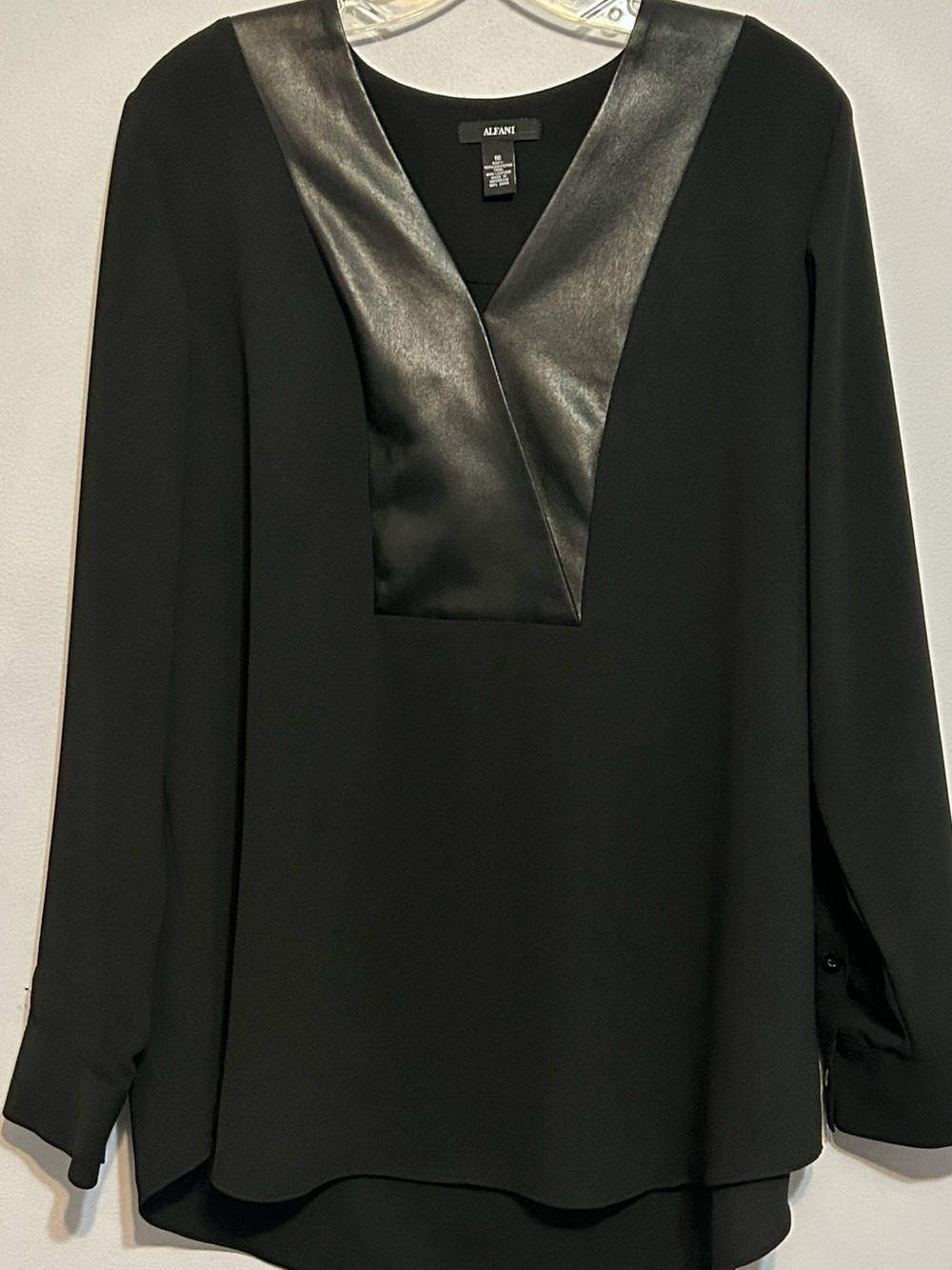 Alfani Blouse with Faux Leather trim